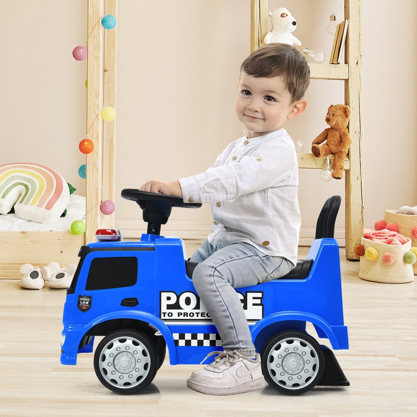 Mercedes Benz Coche de Policía para Niños - Azul