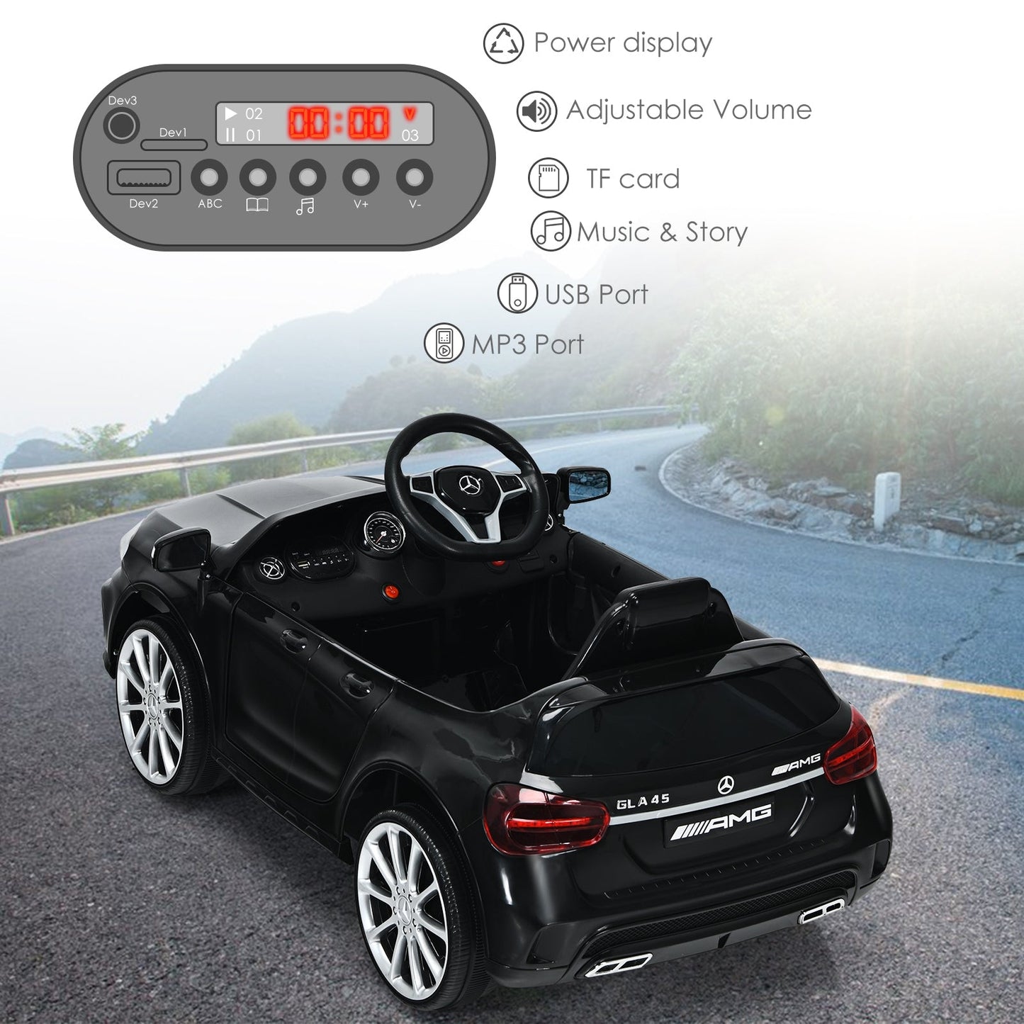 Voiture électrique pour enfants 12V avec télécommande - Noir