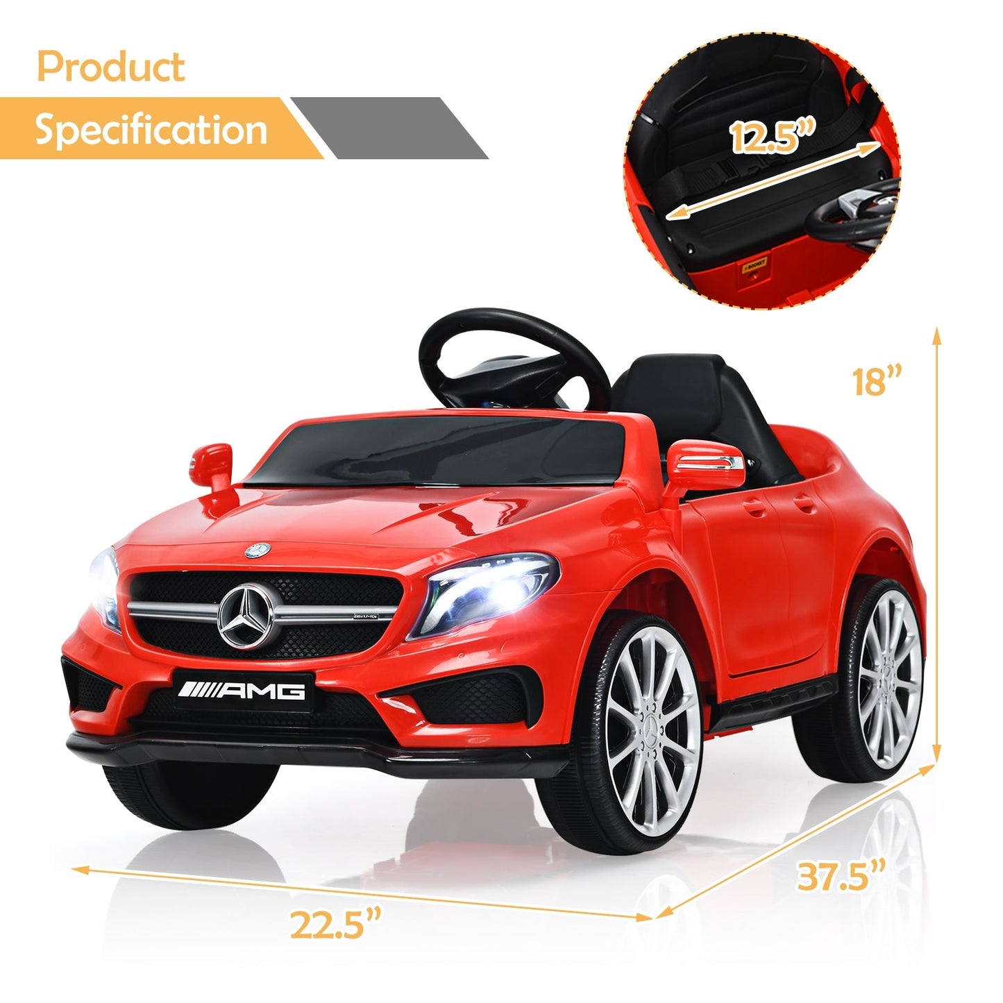 Voiture électrique pour enfants 12V avec télécommande - Rouge