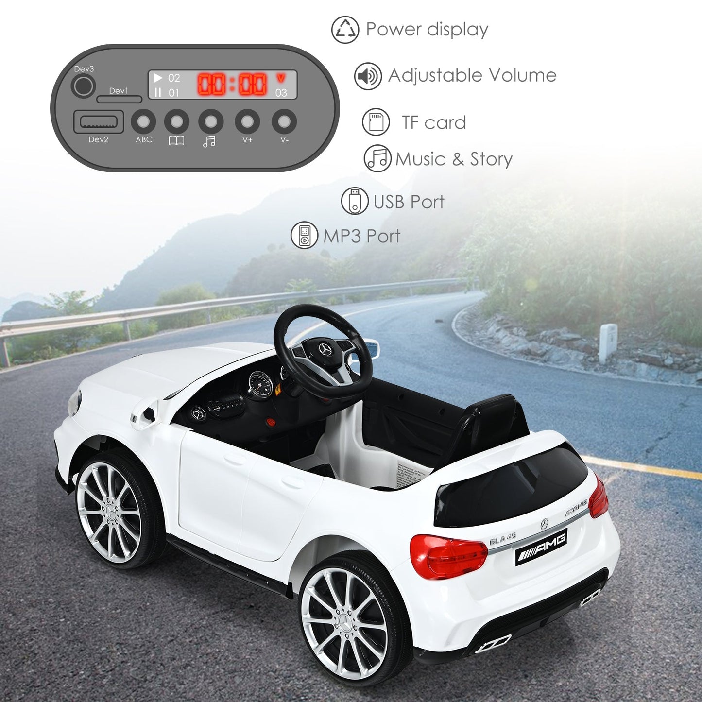 12V Electric Kids Ride On Car with Remote Control - White