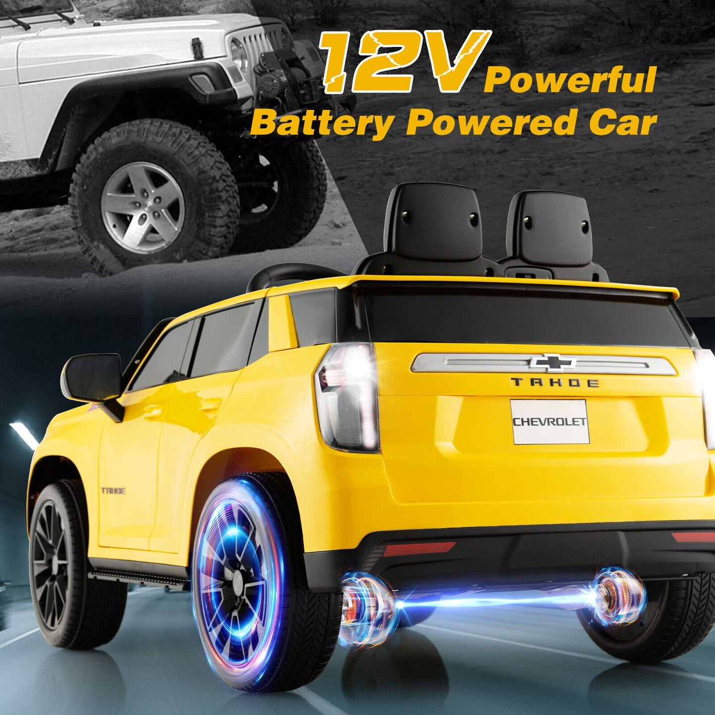 12V Kids Ride-On Car with Remote Control - Yellow