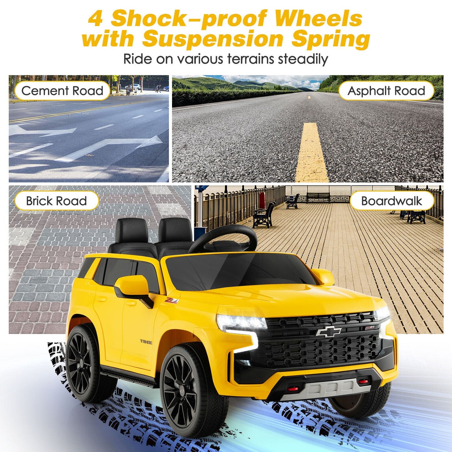 12V Kids Ride-On Car with Remote Control - Yellow