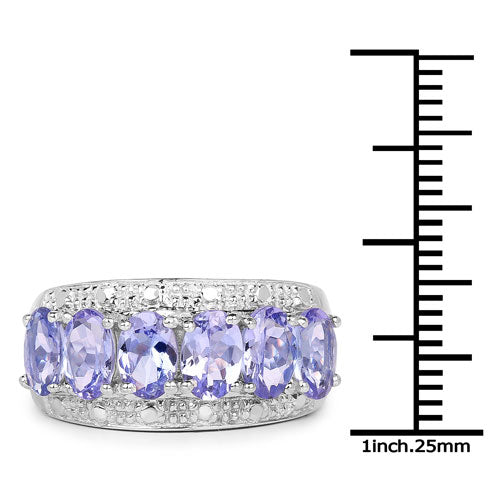 2.64 Carat Genuine Tanzanite Sterling Silver Engagement Ring