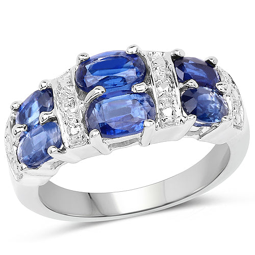 Anillo de Compromiso de Plata Esterlina con Kyanita de 2.44 Quilates