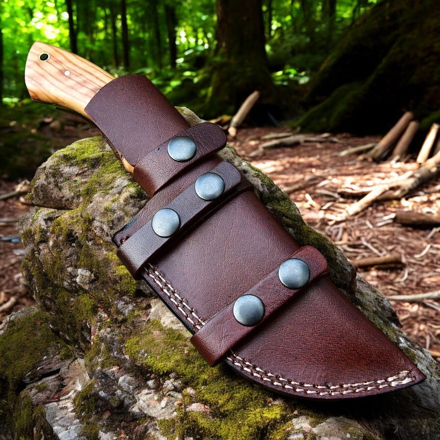 Premium Tom Brown Tracker Knife – Damascus Steel & Olivewood – 10" Length - Korvel