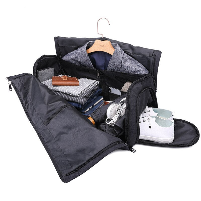 Travel Garment Bag Duffel Bag with Shoulder Strap Business Handbags Multiple Pockets Carry on Hanging Suitcase Clothing - Korvel