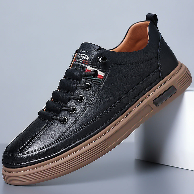 Versatile Men's Casual Sneakers - Breathable Leather Shoes