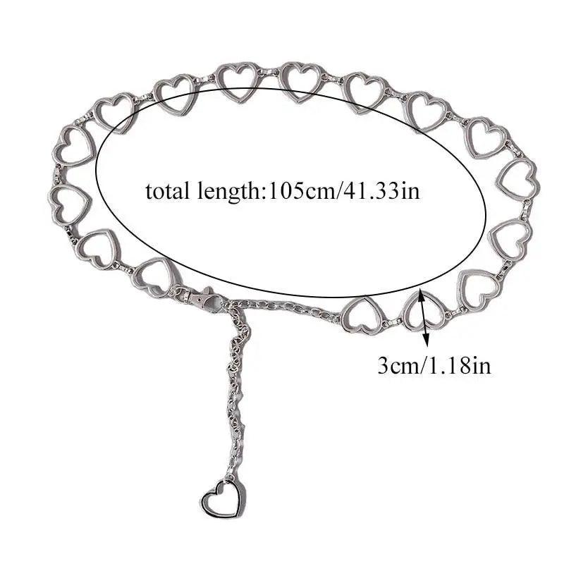 Cinturón de Cadena Larga con Diseño de Corazón para Mujeres