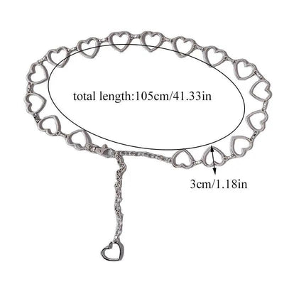 Ceinture Longue en Chaîne avec Design en Forme de Cœur Tendance pour Femmes