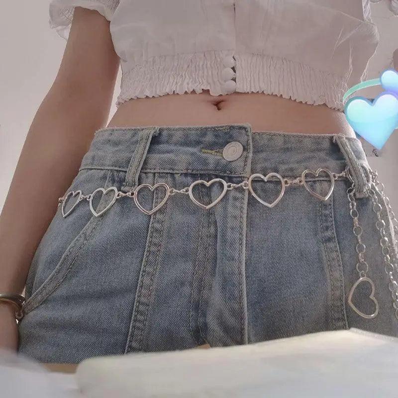 Cinturón de Cadena Larga con Diseño de Corazón para Mujeres