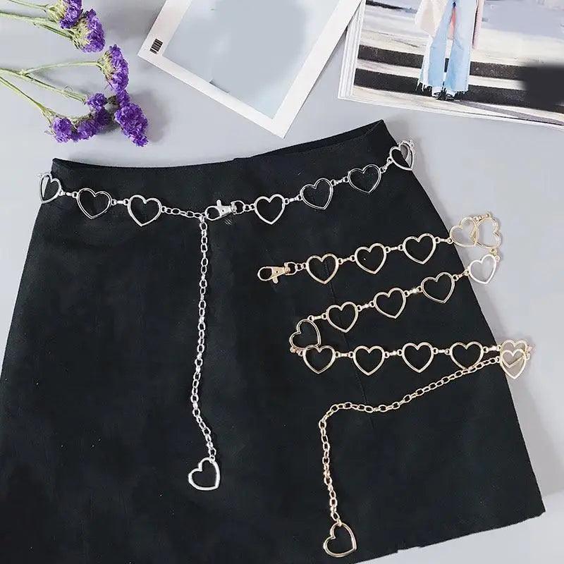 Cinturón de Cadena Larga con Diseño de Corazón para Mujeres