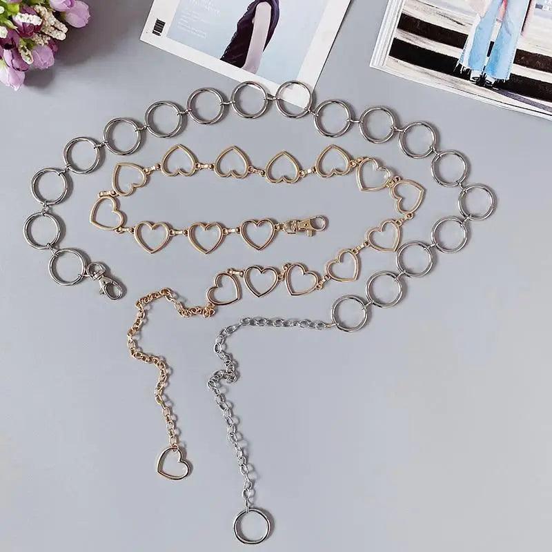 Cinturón de Cadena Larga con Diseño de Corazón para Mujeres