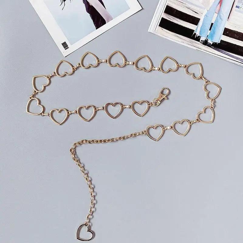 Cinturón de Cadena Larga con Diseño de Corazón para Mujeres