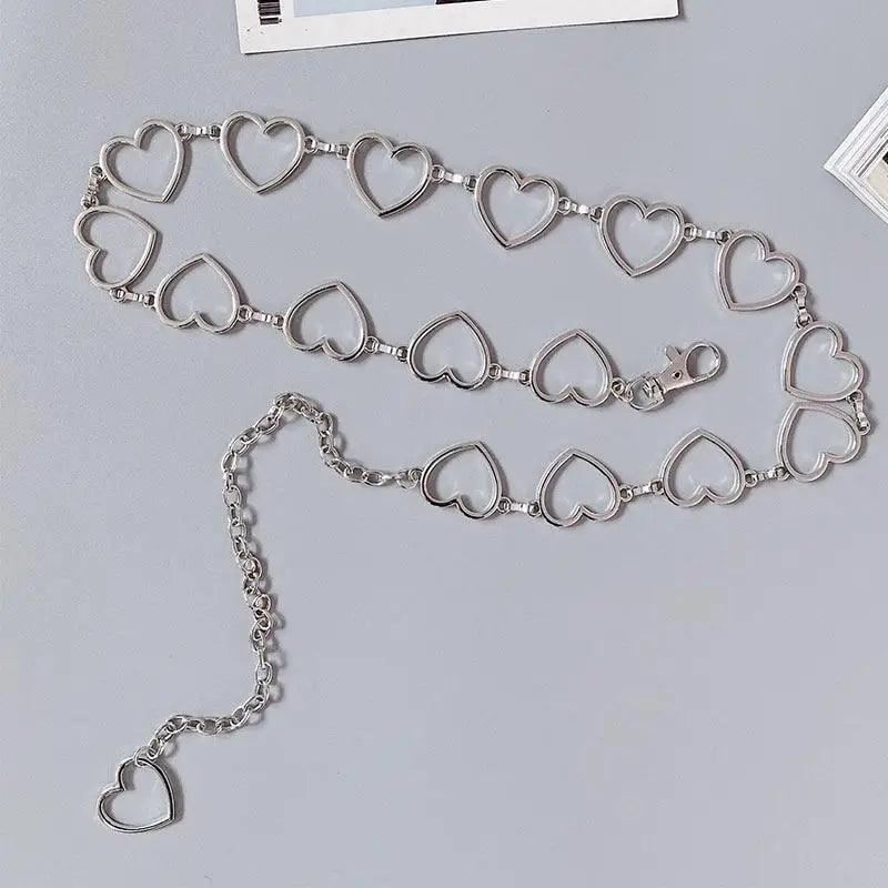 Cinturón de Cadena Larga con Diseño de Corazón para Mujeres