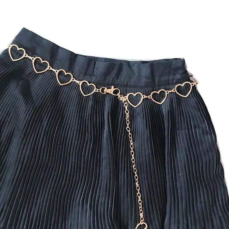 Cinturón de Cadena Larga con Diseño de Corazón para Mujeres