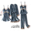 Ensemble de Pyjama d'Hiver Élégant pour Femmes en 4 Pièces avec Robe en Dentelle