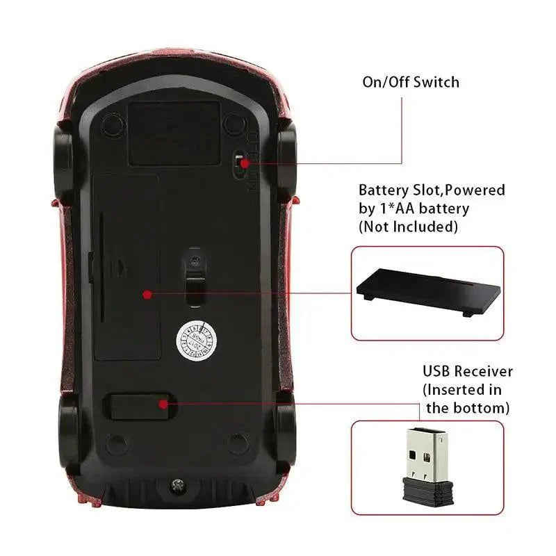 Trendy Sport Car Wireless Mouse - 1200DPI Optical Gaming Mouse