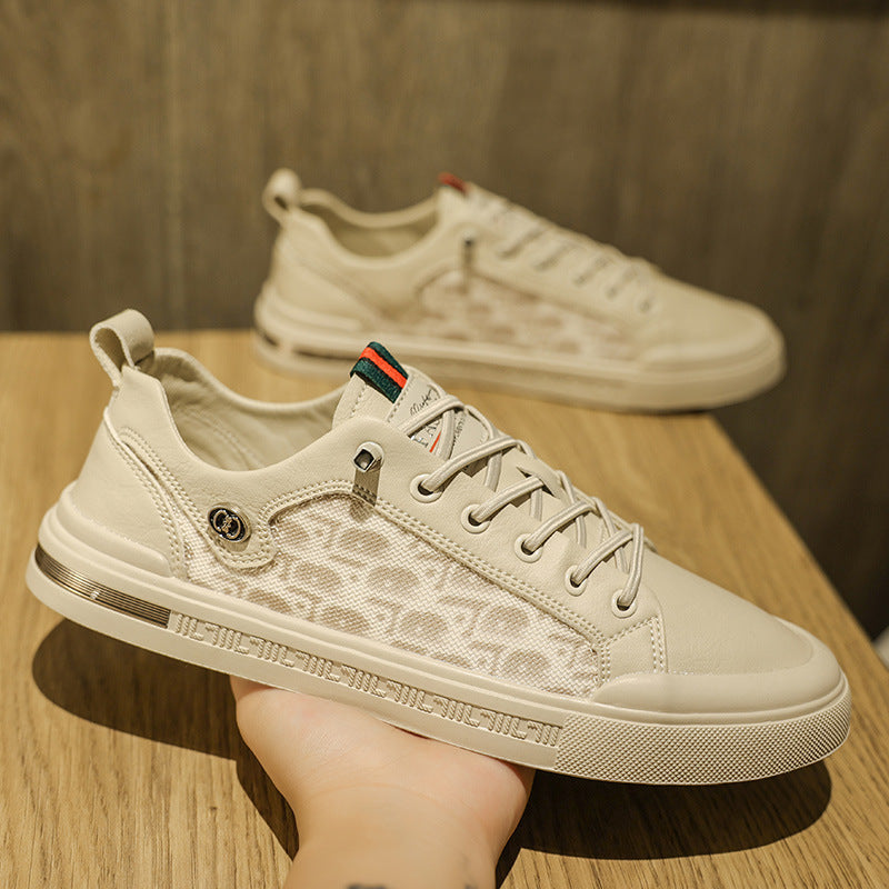 Trendy student casual sports shoes men's low cut lace up outer board shoes - Korvel