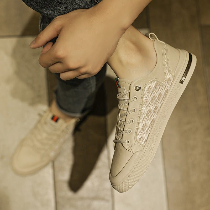 Trendy student casual sports shoes men's low cut lace up outer board shoes - Korvel