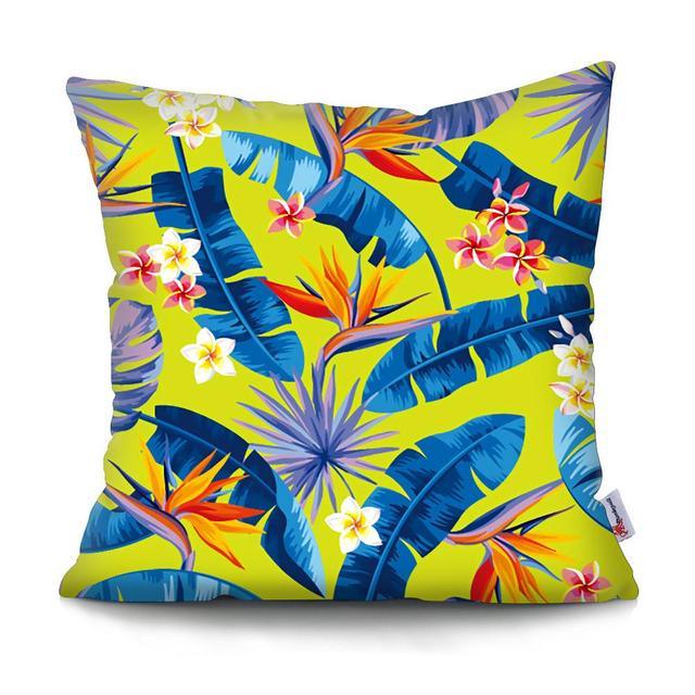 Funda de Cojín con Diseño de Hoja de Palma Tropical - Diseño de Hojas Verdes