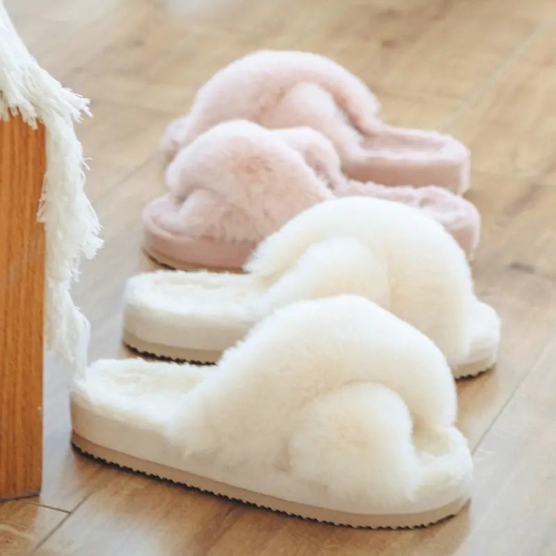 Pantuflas de lujo de invierno con piel