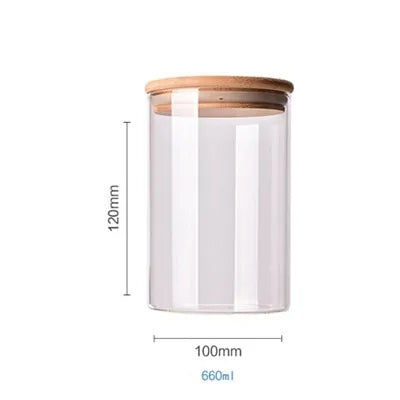 Contenants de stockage alimentaire en verre borosilicate recouverts de bambou