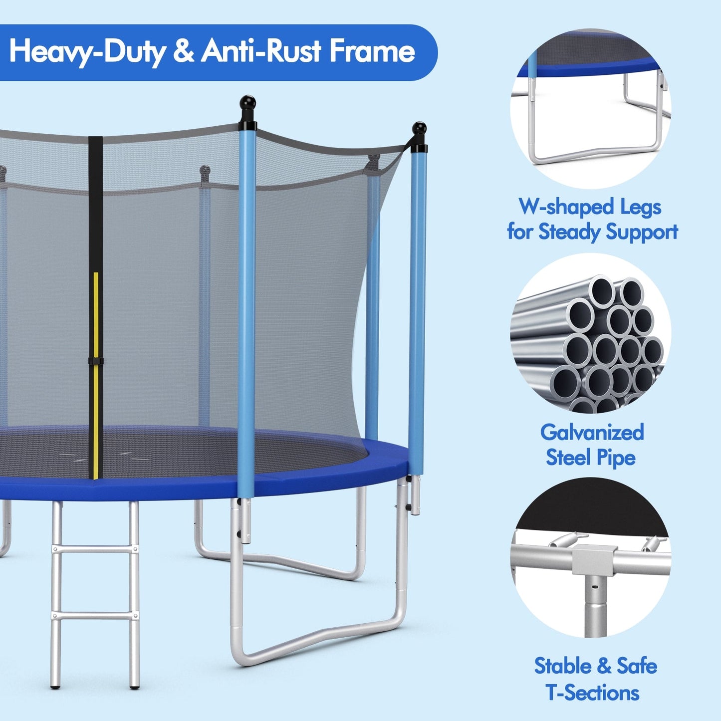 Trampoline extérieur de 12 pieds avec filet de sécurité