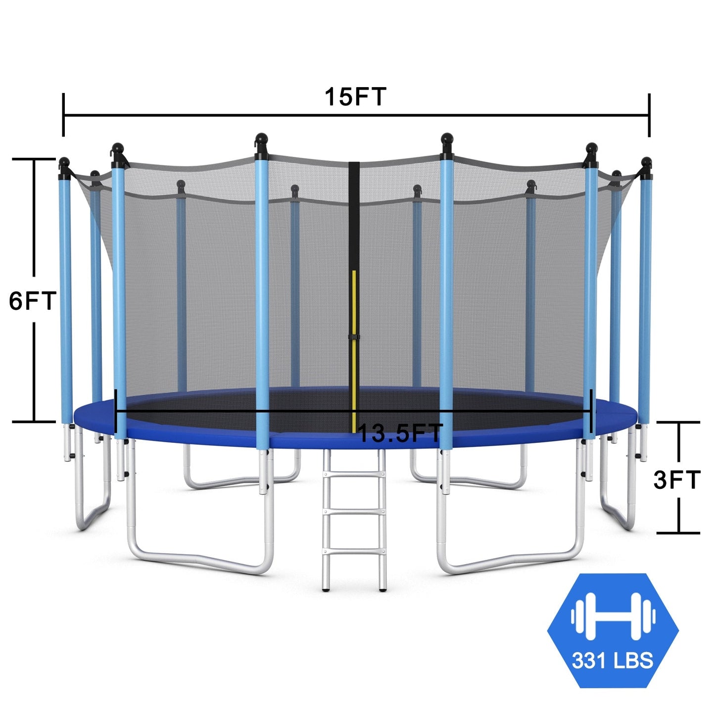 15 ft Outdoor Trampoline with Safety Net