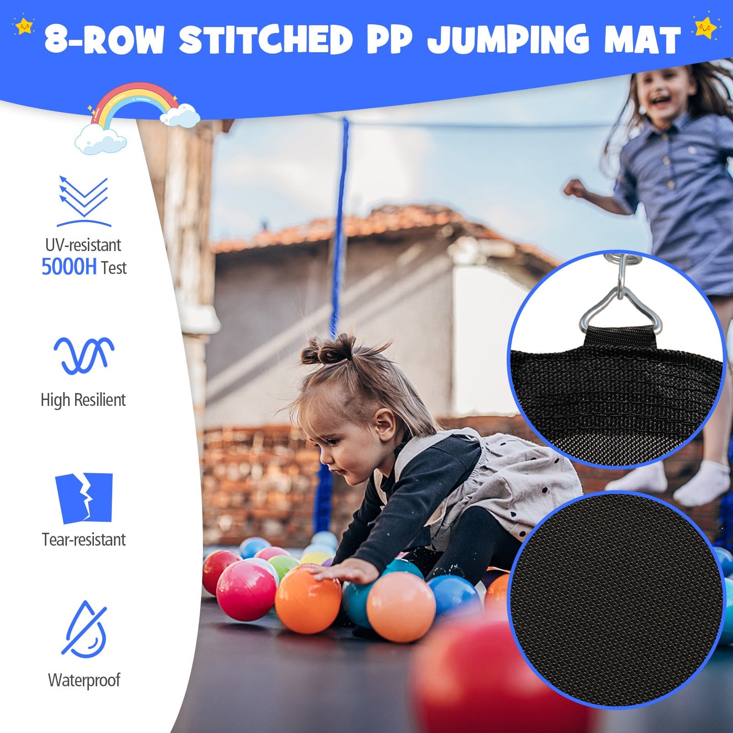 Premium Outdoor Trampoline with Enclosure Net - 12 to 16 Feet
