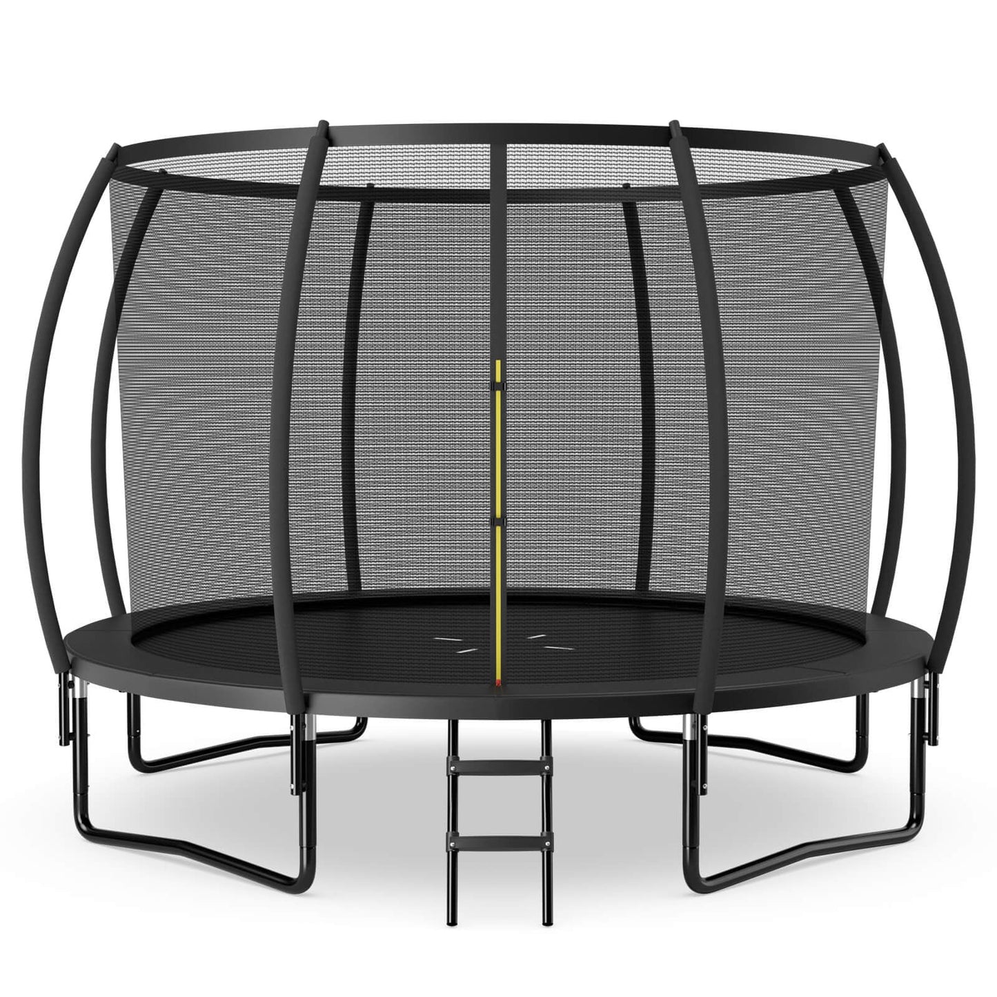 12FT ASTM Approved Recreational Trampoline with Ladder - Black