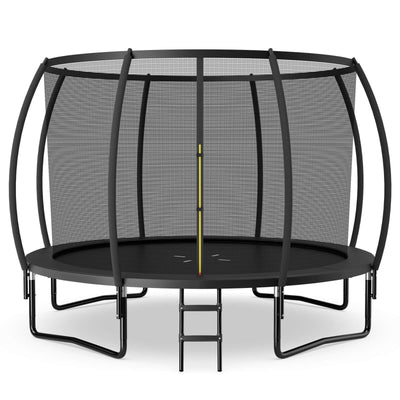 12FT ASTM Approved Recreational Trampoline with Ladder - Black