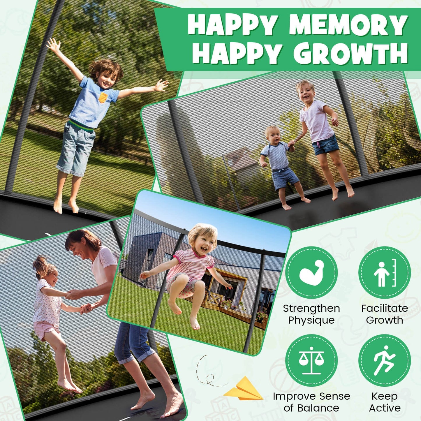12FT ASTM Approved Recreational Trampoline with Ladder - Black