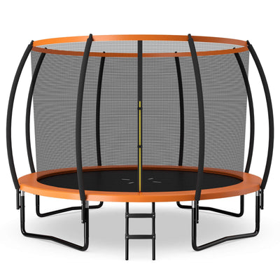 12FT ASTM Approved Recreational Trampoline with Ladder - Orange