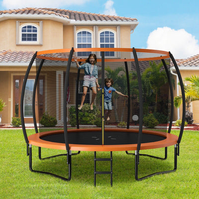 12FT ASTM Approved Recreational Trampoline with Ladder - Orange