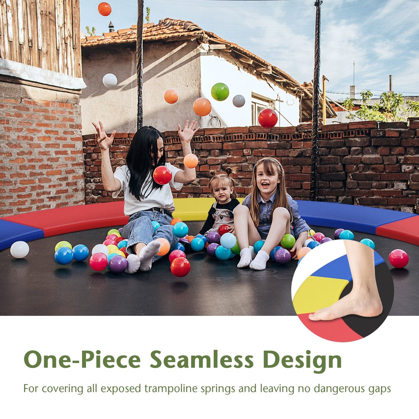 12 Feet Waterproof Trampoline Safety Pad - Multicolor