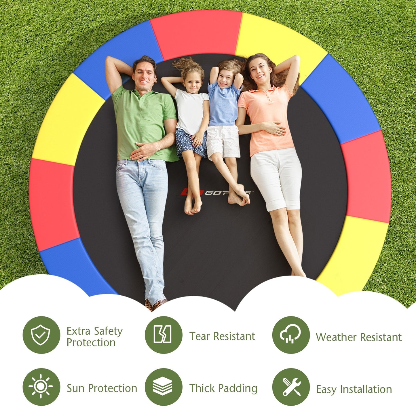 12 Feet Waterproof Trampoline Safety Pad - Multicolor