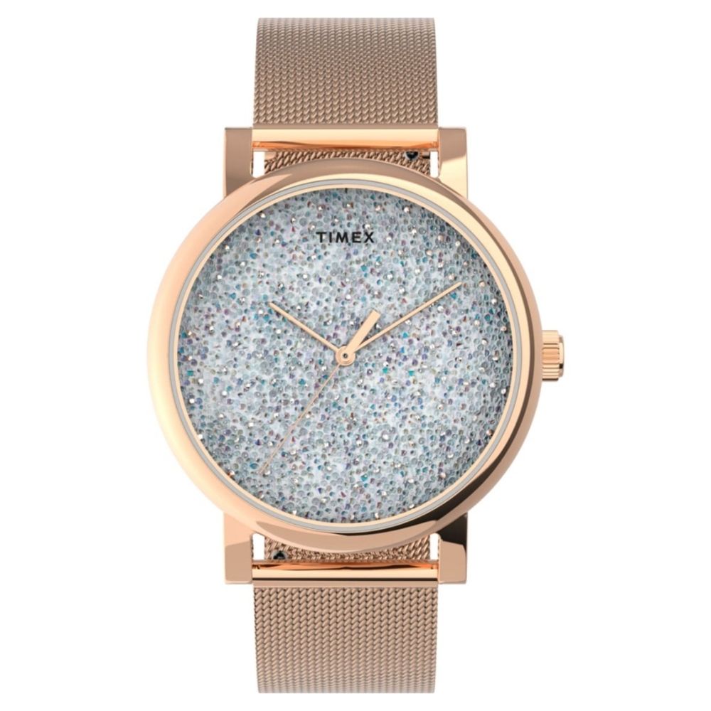 Reloj de Cristal para Mujer Timex - Diseño Elegante en Oro Rosa