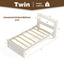 Estructura de Cama Individual con Cabecero de Almacenamiento y Estación de Carga - Blanco