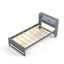 Estructura de Cama Individual con Cabecera de Almacenamiento y Estación de Carga - Gris
