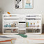 Twin Size Loft Bed with LED Lights and Safety Guardrail - White