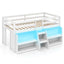 Twin Size Loft Bed with LED Lights and Safety Guardrail - White