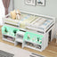 Twin Size Loft Bed with LED Lights and Safety Guardrail - White
