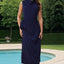 Twisted Slit Cowl Neck Sleeveless Midi Dress - Korvel