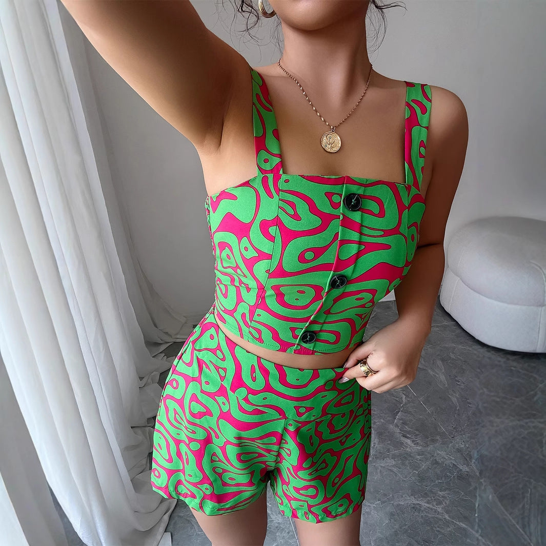 Elegant Two-Piece Minimalist Camisole and Shorts Set