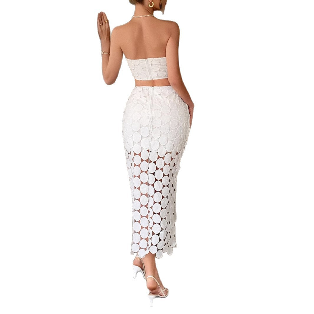 Elegant Two-Piece Strapless Vest and Skirt Set