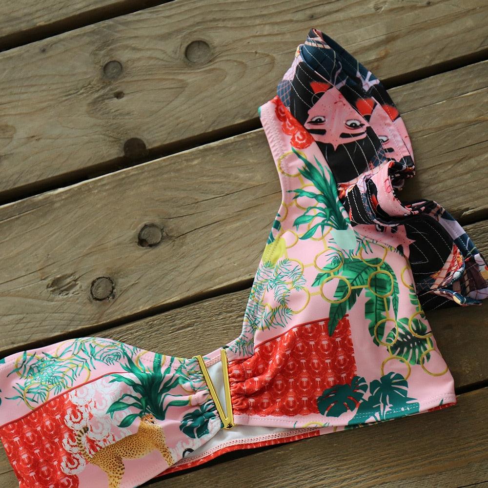Ensemble de bikini à volants élégant en deux pièces pour femmes