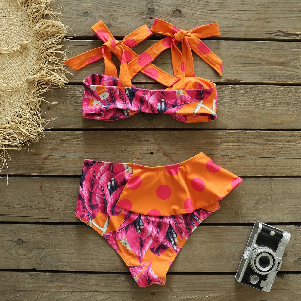 Ensemble de bikini à volants élégant en deux pièces pour femmes
