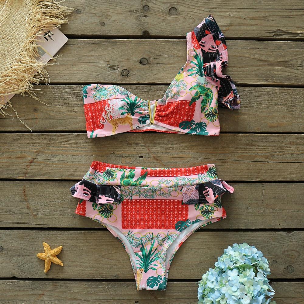 Ensemble de bikini à volants élégant en deux pièces pour femmes