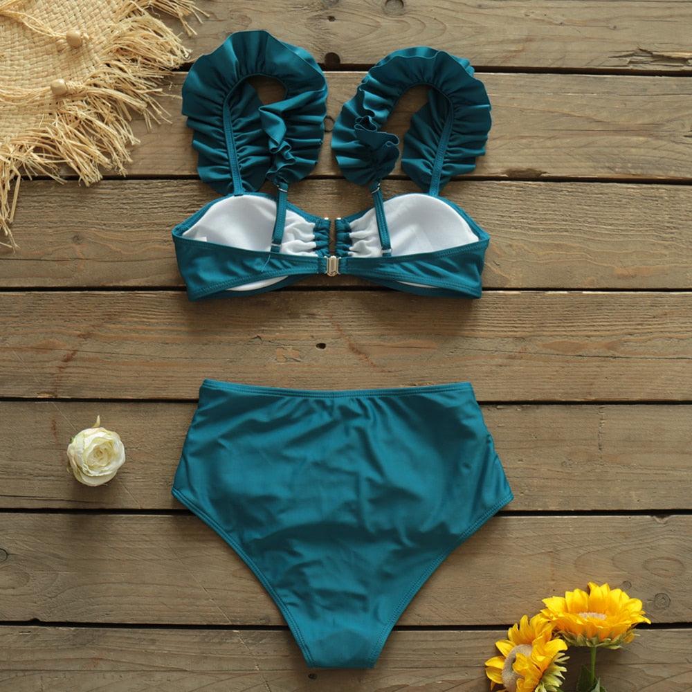 Ensemble de bikini à volants élégant en deux pièces pour femmes