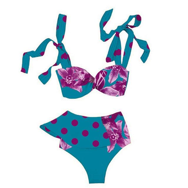 Ensemble de bikini à volants élégant en deux pièces pour femmes